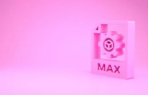 Pink MAX file document. Download max button icon isolated on pink background. Illustrazione stock