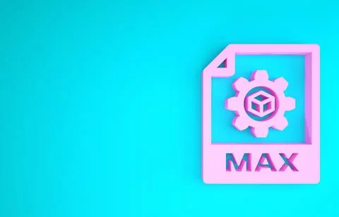 Pink MAX file document. Download max button icon isolated on blue background. Stock Illustration
