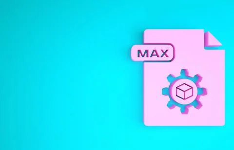 Pink MAX file document. Download max button icon isolated on blue background. Illustrazione stock