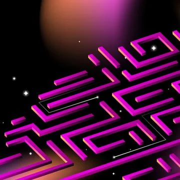 Pink Maze. Coding, Technology Chip Isometric Illustration 库存插图