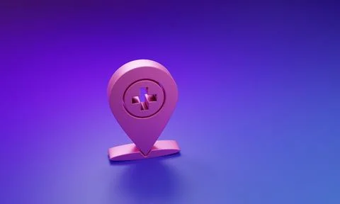 Pink Medical map pointer with cross hospital icon isolated on purple-blue b.. Stock Photos