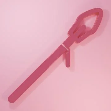 Pink Medieval spear icon isolated on pink background. Medieval weapon. Mini.. Stock Illustration