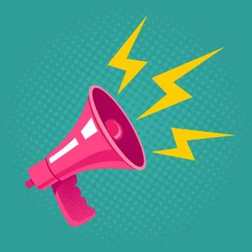 Pink megaphone on halftone background Stock Illustration