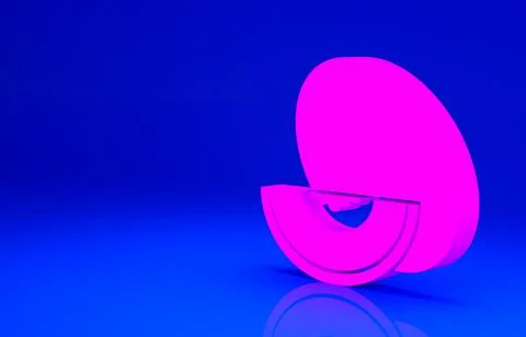 Pink Melon fruit icon isolated on blue background. Minimalism concept. 3d ill Stock Illustration