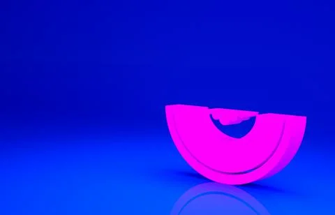 Pink Melon fruit icon isolated on blue background. Minimalism concept. 3d ill Stock Illustration