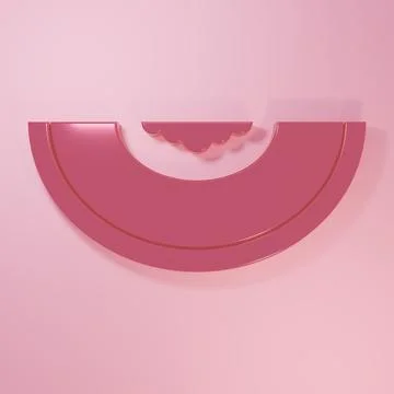Pink Melon fruit icon isolated on pink background. Minimalism concept. 3D r.. Stock Illustration