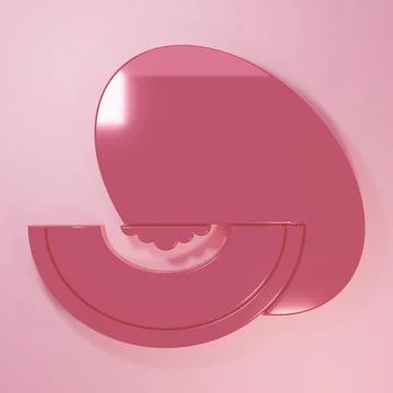 Pink Melon fruit icon isolated on pink background. Minimalism concept. 3D r.. Stock Illustration