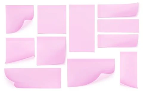 Pink memo post sticker set Illustrazione stock