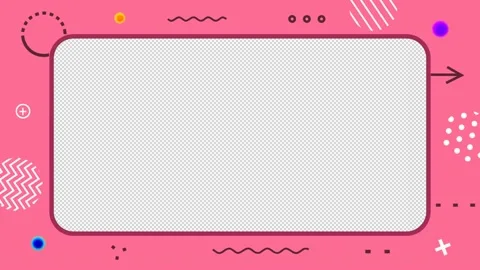 Pink memphis cute decorative border, alpha channel Video stock 233850980