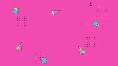 Pink memphis pattern with triangles and cubes Video stock 165164430