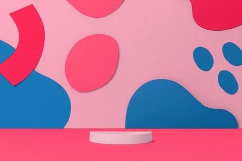 Pink memphis product backdrop, cute colorful design Stock Illustration