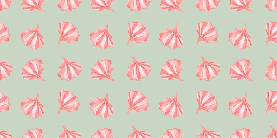 Pink meringue pattern on mint background Illustrazione stock