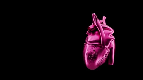 Pink Metallic Heart Rotating Loop with Copy Space - Pop Art Love Symbol 3D Stock Footage 340219683