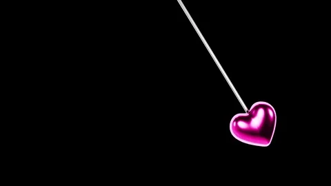 Pink Metallic Heart Swinging as Pendulum on Black - Love Loop Animation Stock Footage 340256345