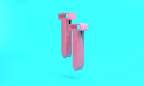 Pink Metallic nails icon isolated on turquoise blue background. Minimalism co Stock Illustration