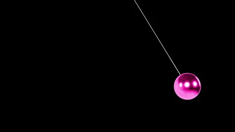 Pink Metallic Pendulum Swing Seamless Loop - Glossy Ball on Black Background 스톡 동영상 340407749