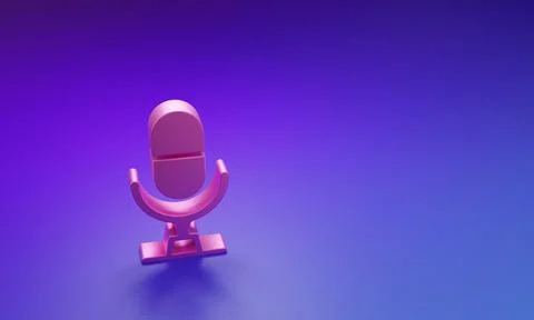Pink Microphone voice device icon isolated on purple-blue background. Micro.. Stock Illustration