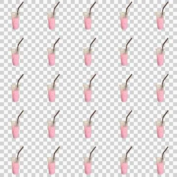 Pink milk cup seamless pattern on white background Stock Illustration