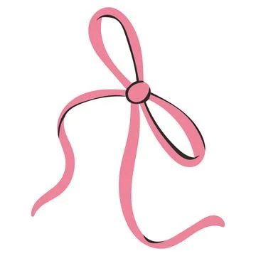 Pink Minimal Ribbon Bow Stock Illustration