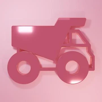 Pink Mining dump truck icon isolated on pink background. Minimalism concept.. Stock Illustration