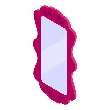 Pink mirror reflecting light in isometric view 库存插图