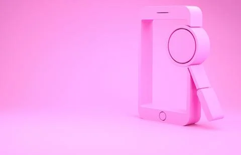Pink Mobile phone diagnostics icon isolated on pink background. Adjusting app Stock Illustration