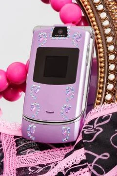 Pink mobile phone Stock Photos