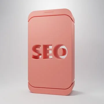 Pink Mobile phone SEO optimization concept icon isolated on pink background.. Illustrazione stock