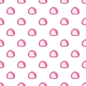 Pink mochi dessert pattern creating a sweet background Illustrazione stock