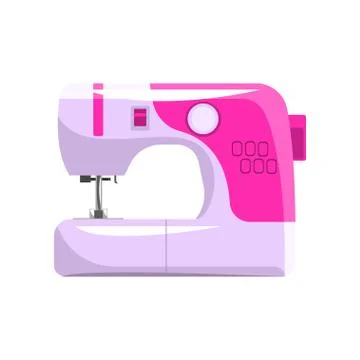 Pink modern electronic sewing machine, dressmakers equipment vector Illustration Illustrazione stock