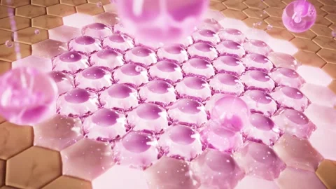 Pink molecular essence activates cell repair to improve skin condition. Video stock 335629359