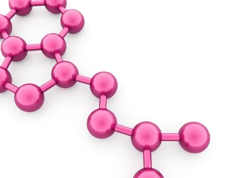 Pink molecule concept rendered on white background Stock Illustration