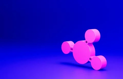 Pink Molecule icon isolated on blue background. Structure of molecules in Stock Illustration
