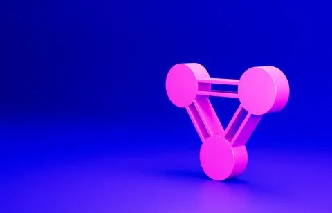Pink Molecule icon isolated on blue background. Structure of molecules in Stock Illustration