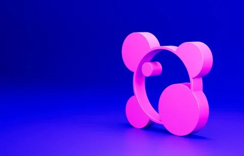 Pink Molecule icon isolated on blue background. Structure of molecules in Stock Illustration