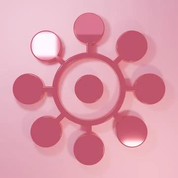 Pink Molecule icon isolated on pink background. Structure of molecules in c.. Stock Illustration