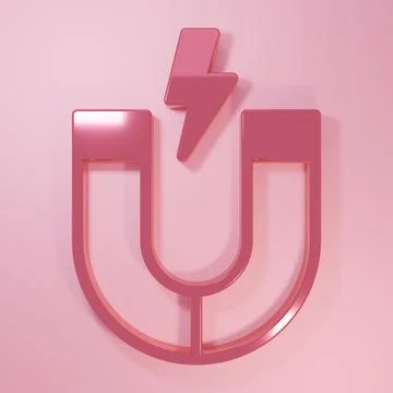 Pink Molecule icon isolated on pink background. Structure of molecules in c.. Stock Illustration