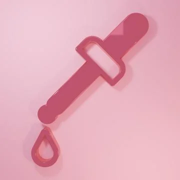 Pink Molecule icon isolated on pink background. Structure of molecules in c.. Stock Illustration
