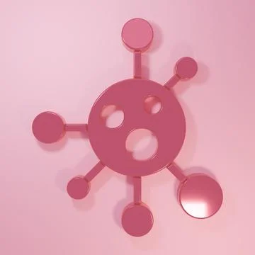 Pink Molecule icon isolated on pink background. Structure of molecules in c.. Stock Illustration