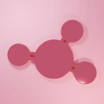 Pink Molecule icon isolated on pink background. Structure of molecules in c.. Stock Illustration