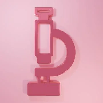 Pink Molecule icon isolated on pink background. Structure of molecules in c.. Stock Illustration