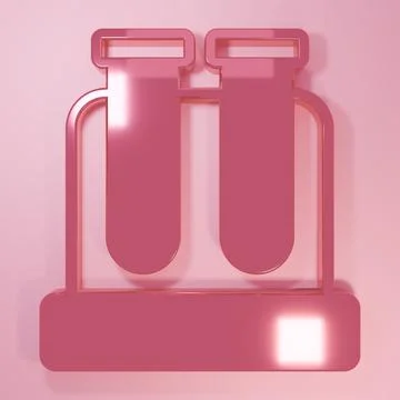 Pink Molecule icon isolated on pink background. Structure of molecules in c.. Stock Illustration