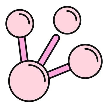 Pink molecule structure bonding showing atoms and connections Stock Illustration