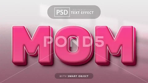 Pink mom text effect editable PSD Template