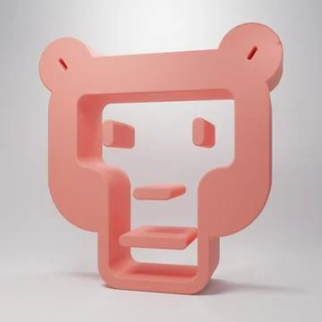 Pink Monkey icon isolated on pink background. Animal symbol. Minimalism con.. Stock Illustration