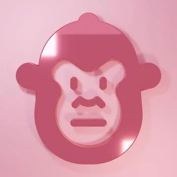 Pink Monkey icon isolated on pink background. Animal symbol. Minimalism con.. Stock Illustration