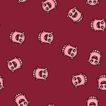 Pink monster cute vector seamless pattern Stock Illustration