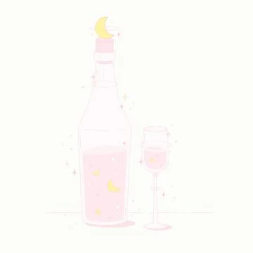 Pink moon magic drink Stock Illustration