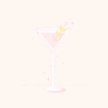 Pink moon magic martini Stock Illustration