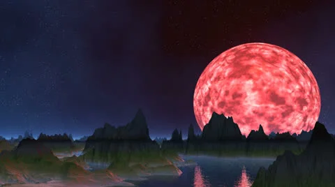 The pink moon is reflected in water Stock Footage 24808690